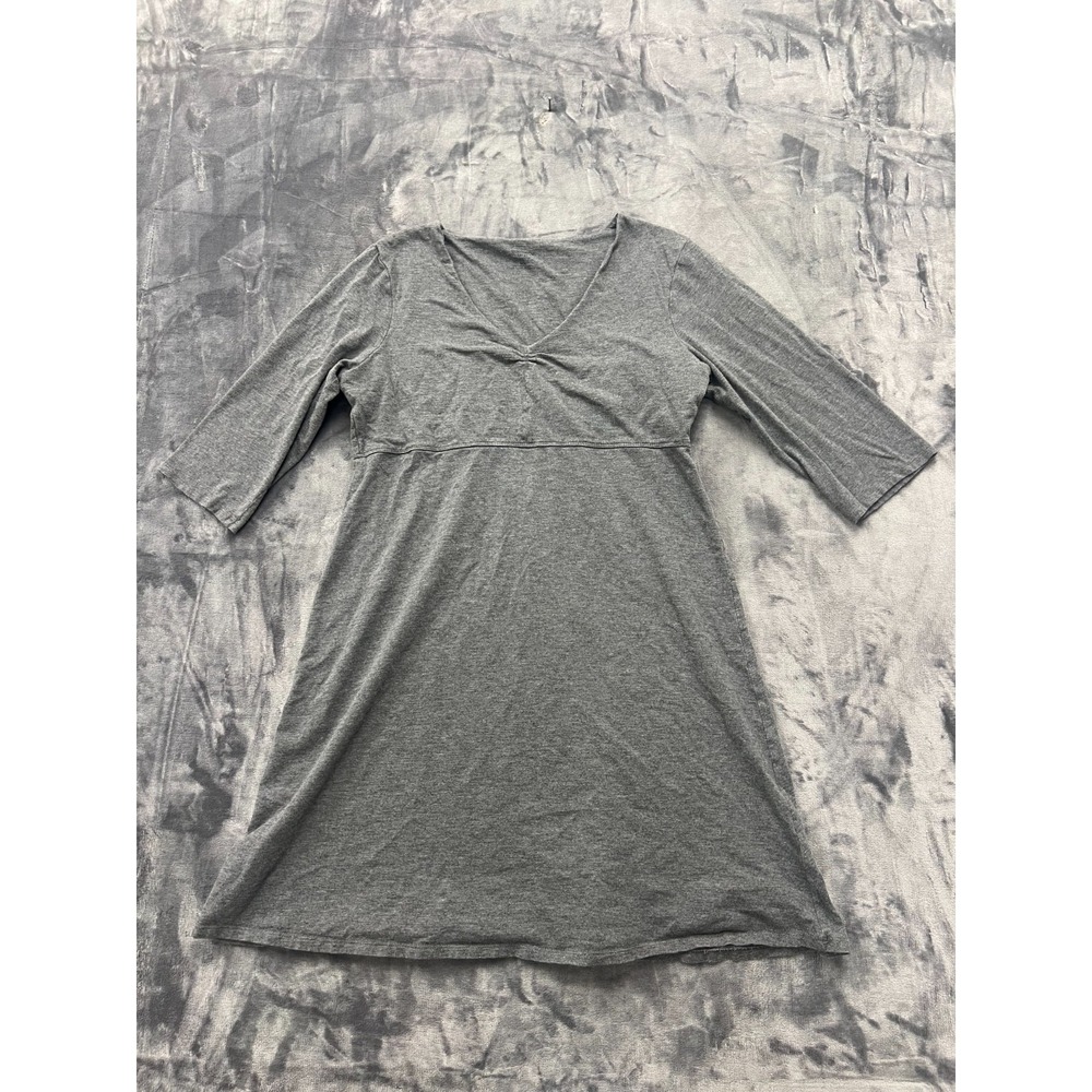 Toad & Co Rosalinda Dress Women Large Heather Dray Organic Cotton Stretch V Neck